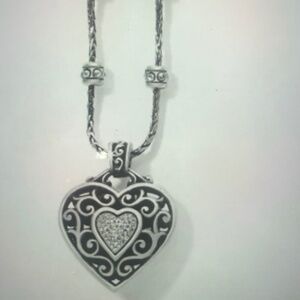 Brighton "RENO HEARTS" Classic Scrolled Filigree Heart Pendant Neck! Reversible